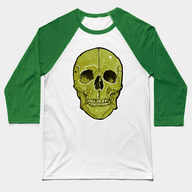 green human skull Baseball T-Shirt by weilertsen